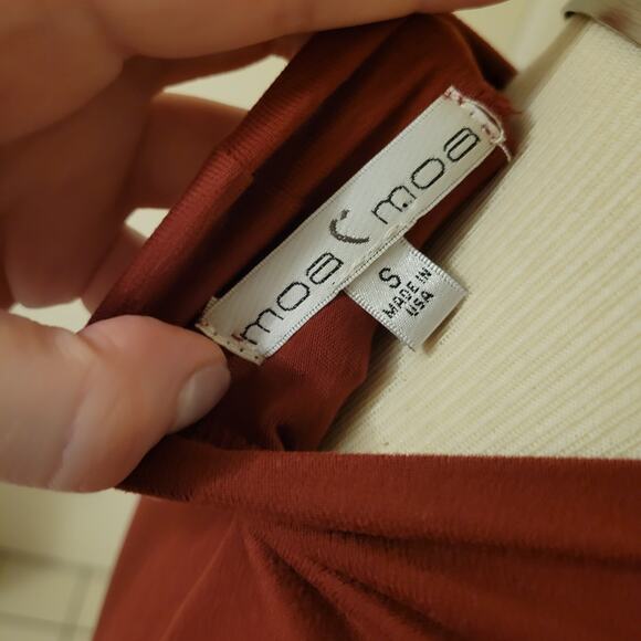 Ruched Bodycon Red Long Sleeve Mini Dress Moe and Moe Size Small - Picture 7 of 7